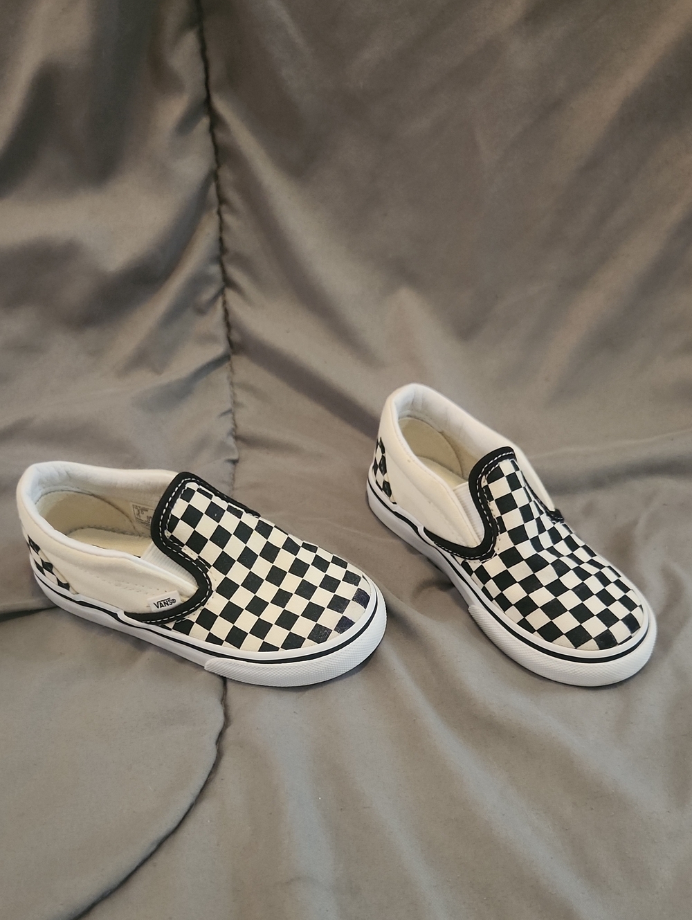 Vans Kids Slip-On Checkerboard Sneakers - Black & White